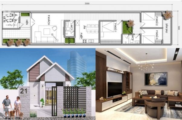 Bản vẽ thiết kế nhà ống 5x20m 1 tầng