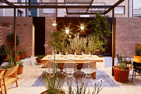 mô hình quán cafe sân vườn