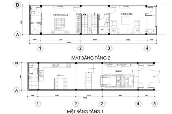 thiết kế gara ô tô trong nhà ống