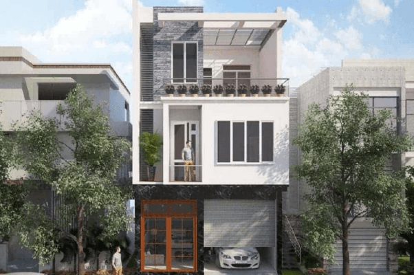 thiết kế gara ô tô trong nhà ống