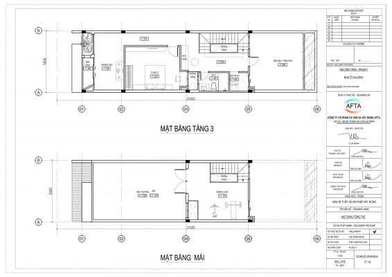Mặt bằng công năng tầng 3 và tum nhà anh Việt
