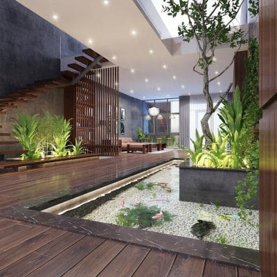 giếng trời cạnh cầu thang