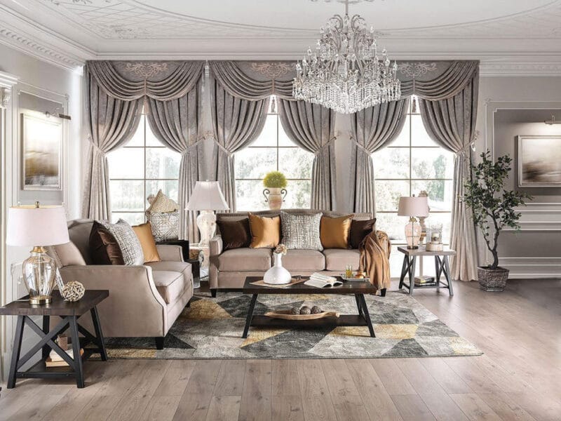 nội thất phòng khách biệt thự tân cổ điển