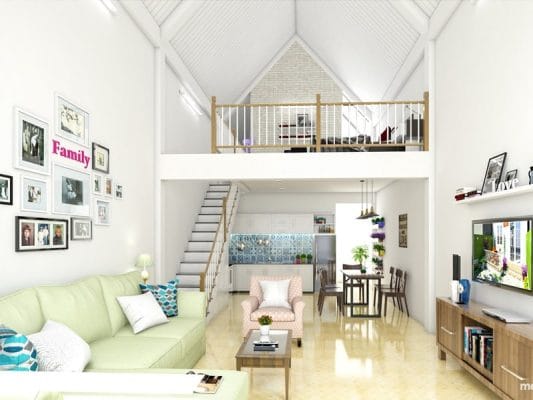 thiết kế nhà cấp 4 gác lửng hiện đại