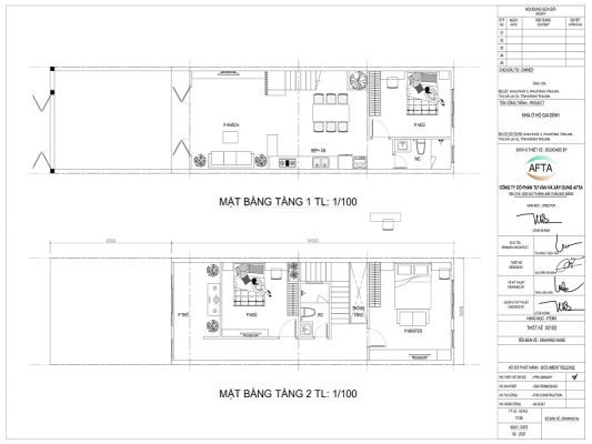 thiết kế nhà ống 2 tầng