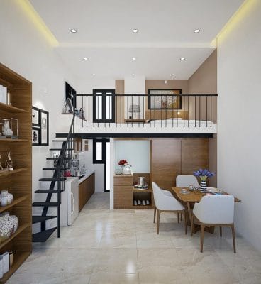 thiết kế nhà cấp 4 gác lửng hiện đại