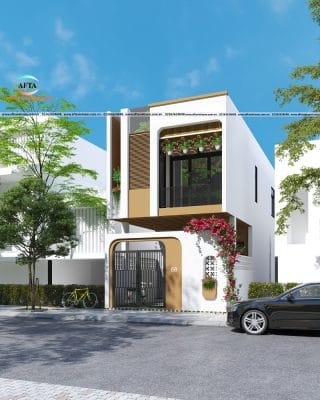 thiết kế nhà phố 2 tầng