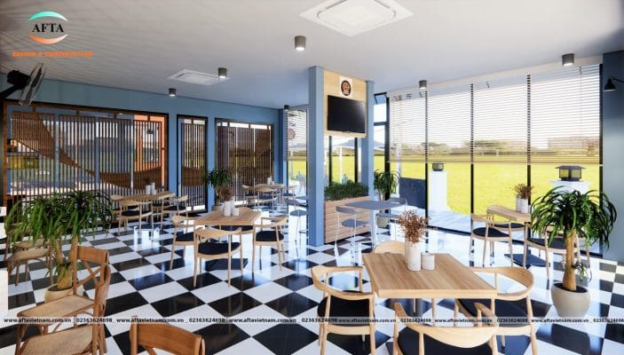 Thiết kế nội thất bên trong quán cafe sân vườn green garden đà nẵng