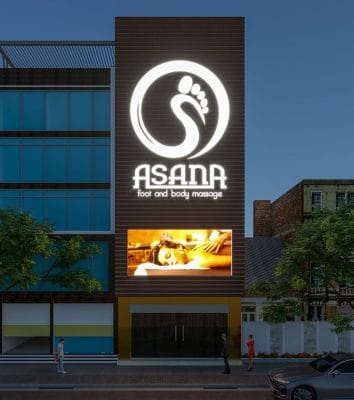 mặt tiền spa điểm nhấn là chữ và logo