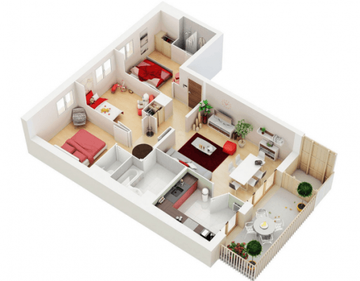 thiết kế căn hộ 3 phòng ngủ đẹp