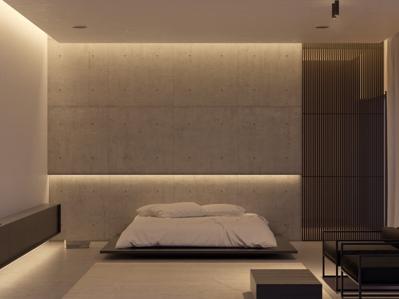 Phòng ngủ trong thiết kế căn hộ theo phong cách Minimalism 