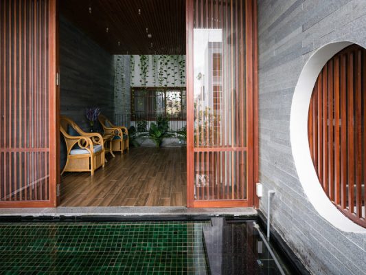 nội thất nhà lệch tầng