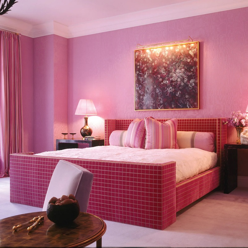 phòng ngủ màu hồng hiện đại 