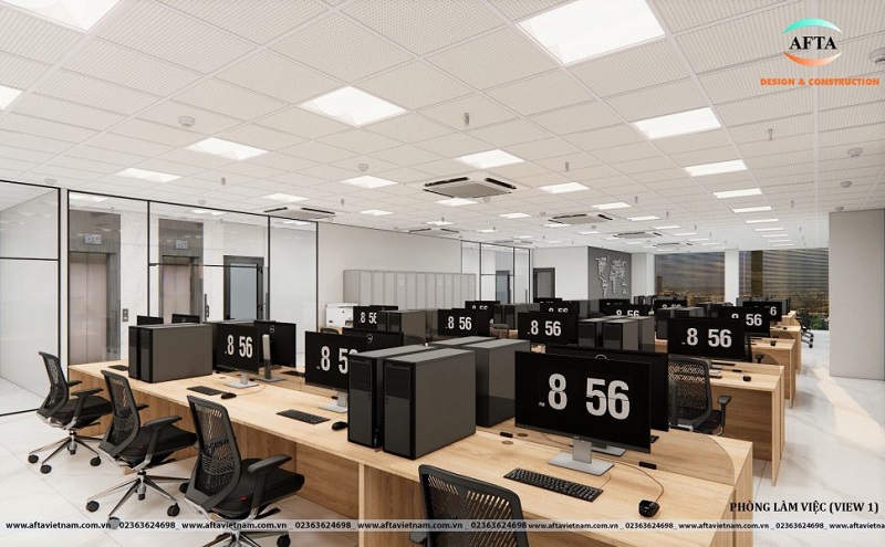 Thiết kế văn phòng của doanh nghiệp kinh doanh phần mềm 12x28,3m
