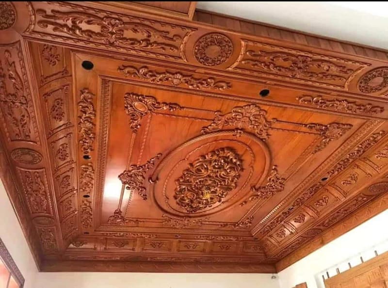 Mẫu trần gỗ phòng khách