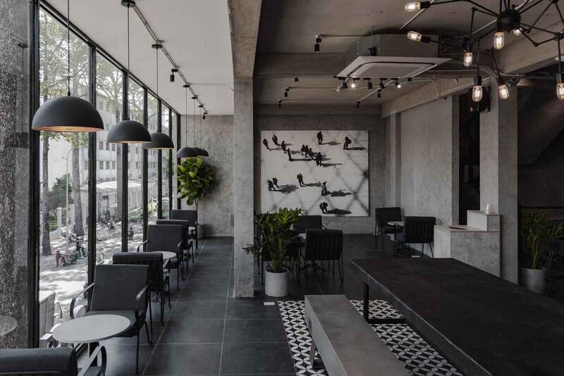 Mẫu quán cafe thiết kế tone đen trắng hiện đại