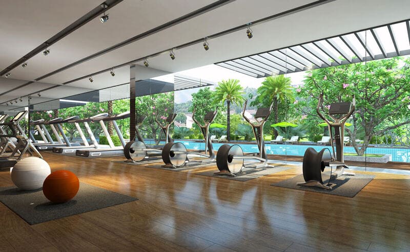 Phòng tập gym không gian xanh