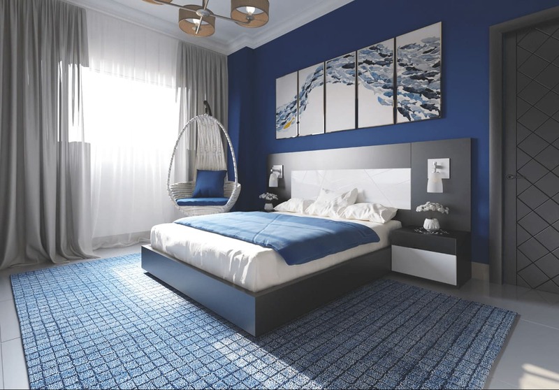 Phòng ngủ màu xanh dương siêu lãng mạn