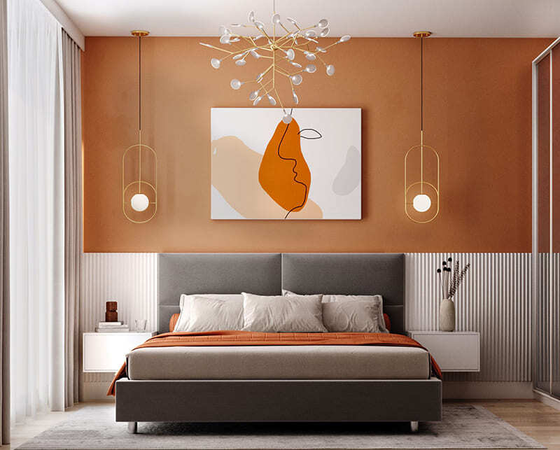Phòng ngủ màu cam đất đẹp
