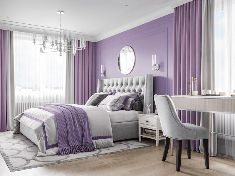 Phòng ngủ màu tím tía mang lại sự lãng mạn