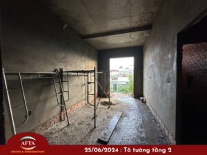 Thi công tô tường tầng 2