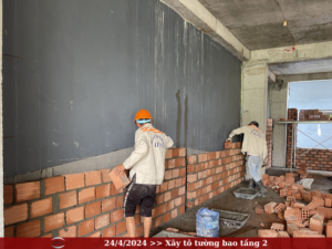 Xây tường tầng 2
