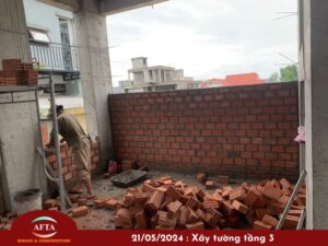 Xây tường tầng 3