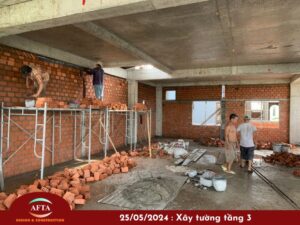 Xây tường tầng 3