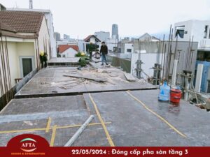 Thi công cốp pha sàn tầng 3 căn hộ liền kề Đà Nẵng
