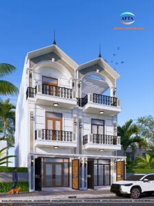 Phối cảnh 3D mặt nghiêng nhà phố liền kề