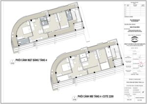 Phối cảnh công năng tầng 2,3,4