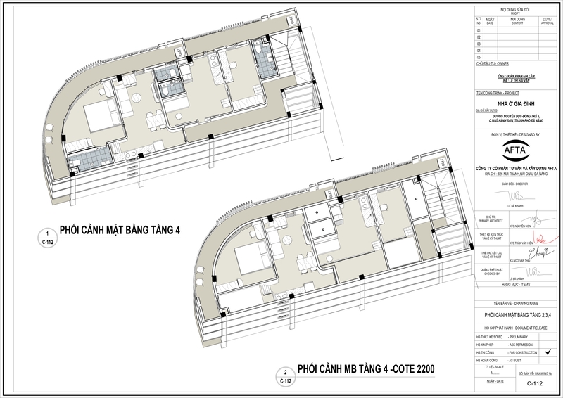 Phối cảnh các tầng 2,3,4