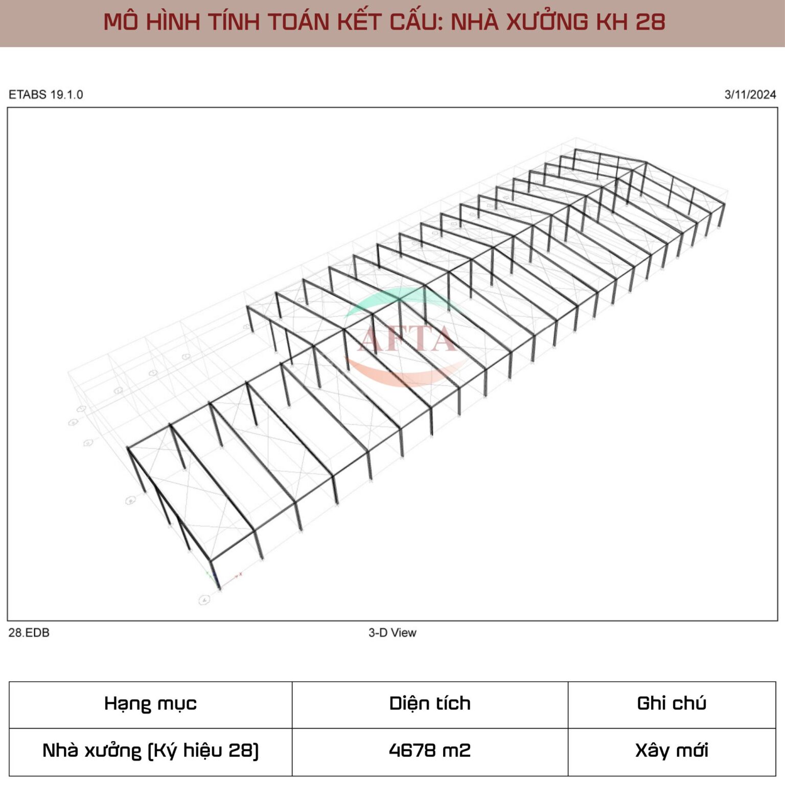 Mô hình kết cấu nhà xưởng KH28