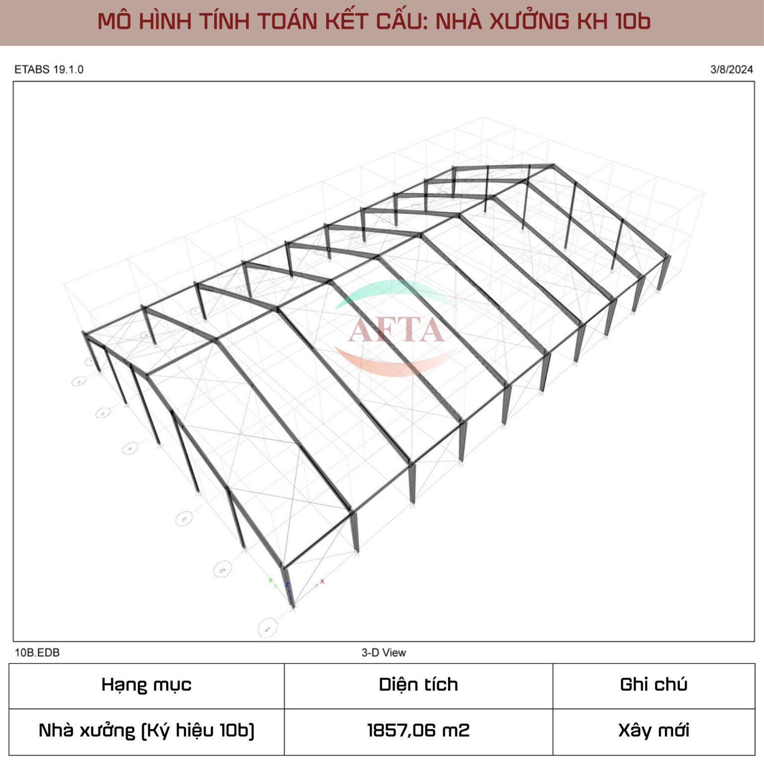 Mô hình kết cấu nhà xưởng 10b