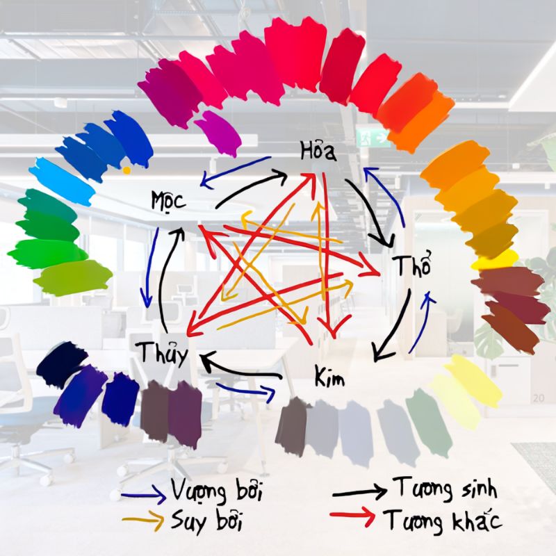 Màu phong thủy tương sinh tương khắc