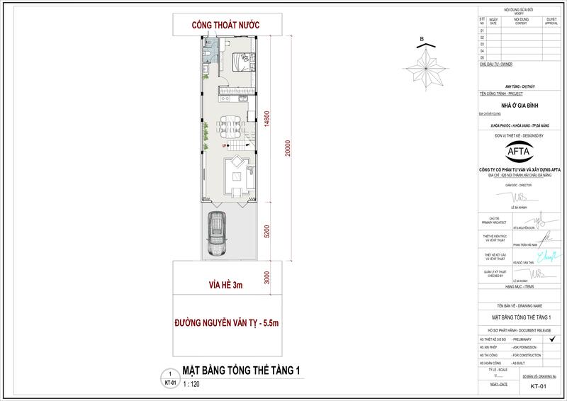 Mặt bằng công năng tầng 1 nhà ở gia đình 3 tầng