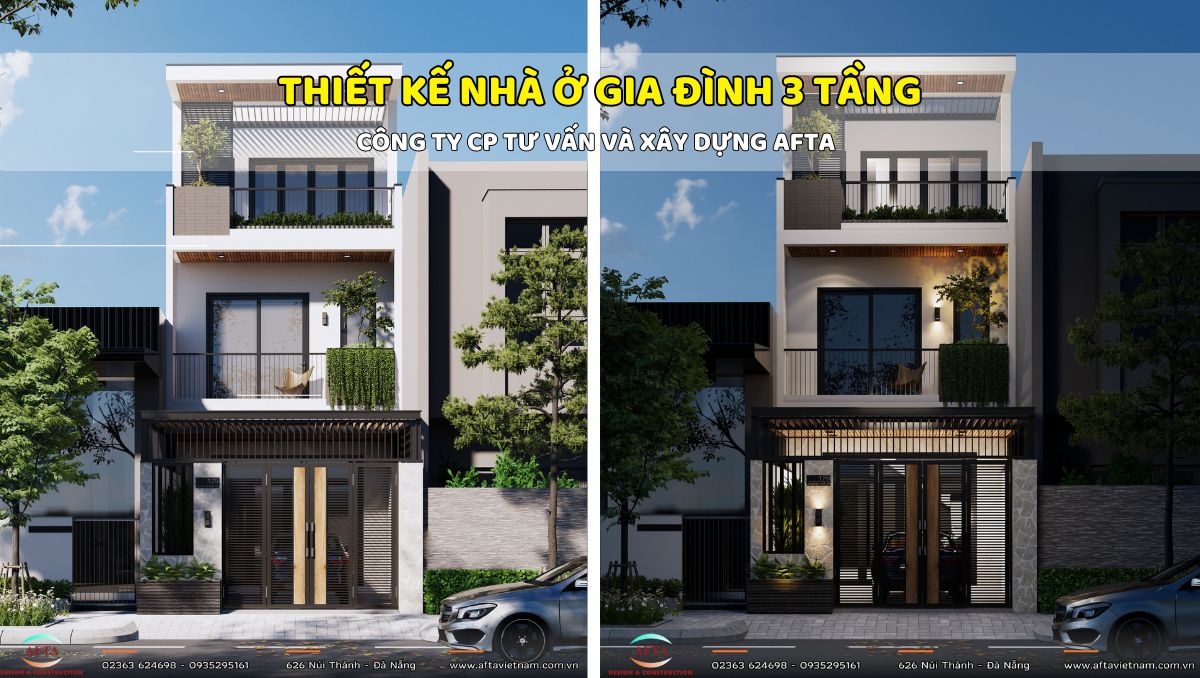 Thiết kế nhà ở gia đình 3 tầng Đà Nẵng