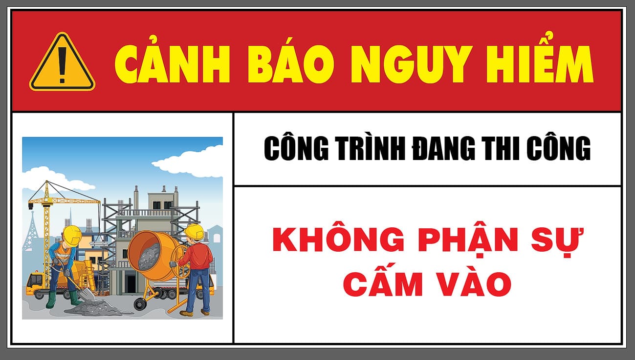 Biển báo cảnh báo khu vực đang thi công