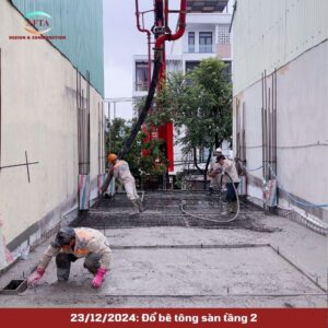 Đổ bê tông sàn tầng 2