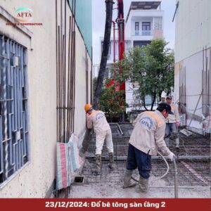 Đổ bê tông sàn tầng 2