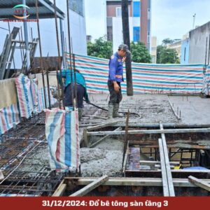 Đổ bê tông sàn tầng 3