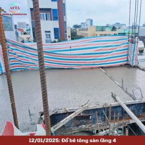 Đổ bê tông sàn tầng 4
