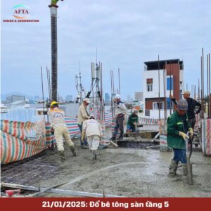 Đổ bê tông sàn tầng 5