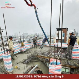 Đổ bê tông sàn tầng 6
