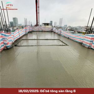 Đổ bê tông sàn tầng 6
