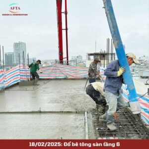 Đổ bê tông sàn tầng 6