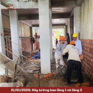 Xây tường bao tầng 1 và 2