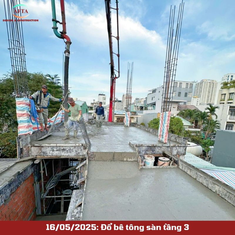 Đổ bê tông sàn tầng 3