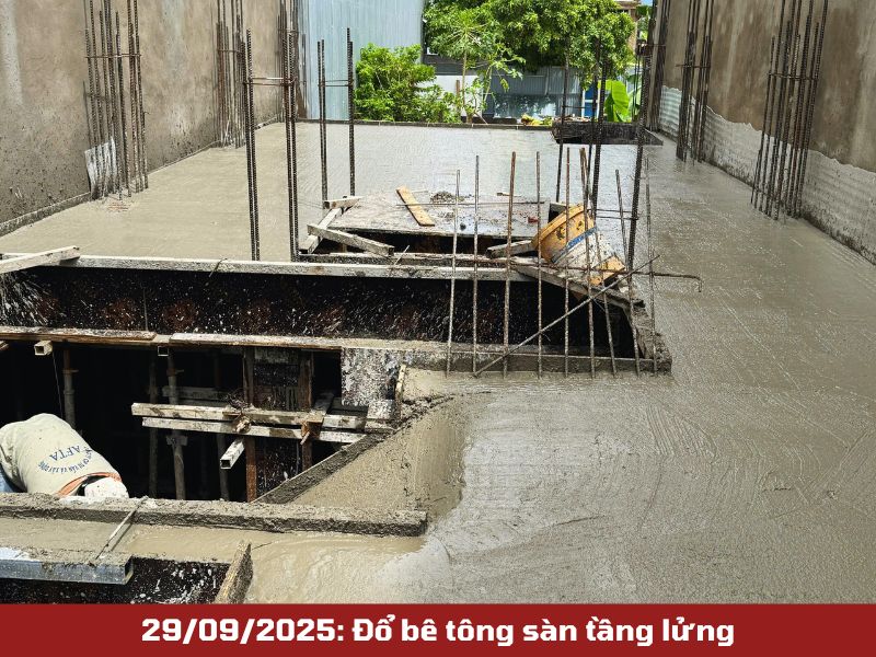 Đổ bê tông sàn tầng lửng