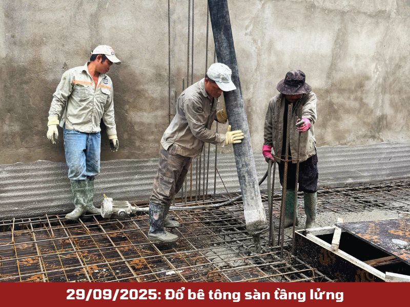 Đổ bê tông sàn tầng lửng